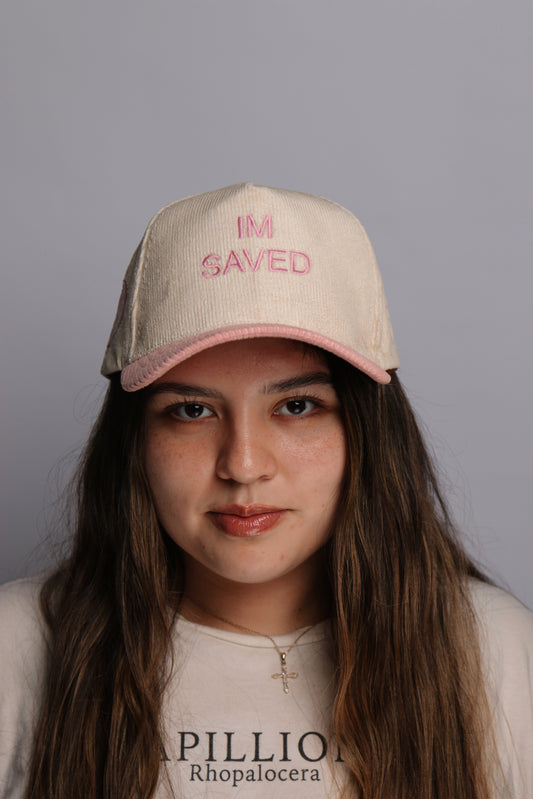 "I'm Saved" Pink Corduroy Hat