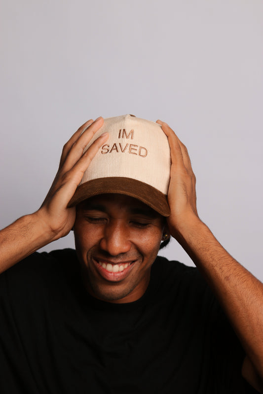 "I'm Saved" Brown Corduroy Hat